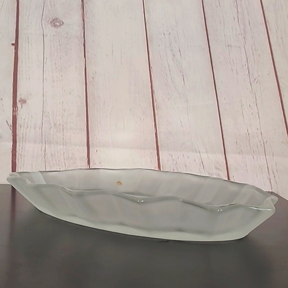 Christmas Scene Santa Claus Reindeer Nighttime Etched Frosted Glass Pie  Platter - Picture 12 of 14